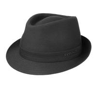 Stetson Sombrero de Tela Teton Trilby Mujer/Hombre - Made in Italy Verano algodón Sol con Forro Verano/Invierno - 56 cm Negro