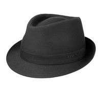 Stetson Sombrero de Tela Teton Trilby Mujer/Hombre - Made in Italy Verano algodón Sol con Forro Verano/Invierno - 58 cm Negro