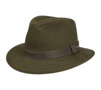 Stetson Sombrero de Tela Waxed Traveller Hombre - Sol Lluvia Outdoor con Forro, Banda Piel, Piel Otoño Verano Primavera Invierno Verano/Invierno - L (58-59 cm) Verde Oliva