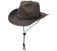 Stetson Sombrero Diaz Mujer/Hombre - de Vaquero Tela Look Vintage con Tira para el mentón, Ribete, Flecos Verano/Invierno - S (54-55 cm) marrón