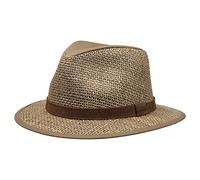 Stetson Sombrero Medfield Seagrass Hombre - de Paja Sol con Banda Piel, Ribete Verano Primavera/Verano - L (58-59 cm) Natural