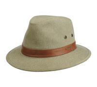 Stetson Sombrero Outdoor Cotton Traveller Hombre - de Verano Pescador Sol con Banda Piel Verano/Invierno - M (56-57 cm) Verde Oliva Claro