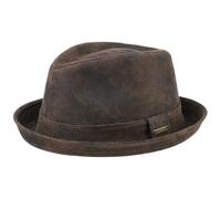 Stetson Sombrero Player Piel Radcliff Hombre - Fedora de con Forro, Banda Invierno Otoño Verano Primavera Verano/Invierno - S (54-55 cm) marrón