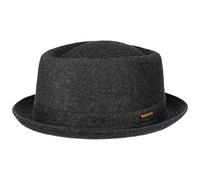 Stetson Sombrero Pork Pie de Lana para Hombre/Mujer - Fieltro Porkpie Made in Italy - Lana Virgen y Forro de Algodón - Fedora Otoño/Invierno - Antracita 57 cm