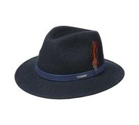 Stetson Sombrero Powell Traveller Mujer/Hombre - Made in The EU de Fieltro Lana Hombre Outdoor con Banda Piel Invierno Otoño Verano Primavera Verano/Invierno - XL (60-61 cm) Azul