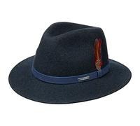Stetson Sombrero Powell Traveller Mujer/Hombre - Made in The EU de Fieltro Lana Hombre Outdoor con Banda Piel Verano/Invierno Primavera Verano Otoño Invierno - M (56-57 cm) Azul