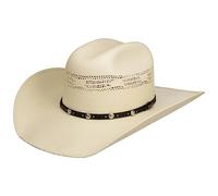 Stetson Sombrero Ranson Western Vented Toyo Mujer/Hombre - de Verano Vaquero con Banda Piel Primavera/Verano - L (58-59 cm) Blanco