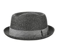 Stetson Sombrero Robstown Toyo Pork Pie Mujer/Hombre - de Verano Sol Paja Primavera/Verano - L (58-59 cm) Antracita