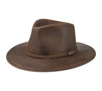 Stetson Sombrero Western Buffalo Leather Mujer/Hombre - de Rodeo Vaquero con Banda Piel Verano Verano/Invierno - L (58-59 cm) marrón Oscuro