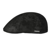 Stetson Texas Gorra de Cuero Hombre - Gorra Plana Estilo Gatsby - Gorra con Forro - Gorra de Cuero Verano/Invierno Negro M (56-57 cm)