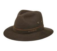 Stetson Traveller Waxed Cotton Avasun Mujer/Hombre - Sombrero de Tela Outdoor algodón con Ribete Verano/Invierno Primavera Verano Otoño Invierno - M (56-57 cm) marrón Oscuro