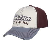 Stetson Gorra Tricolour Vintage Distressed Mujer/Hombre - Curved Brim Cap de béisbol Hebilla Metal, con Visera Invierno Otoño Primavera Verano Verano/Invierno - Talla única Blanco Crema