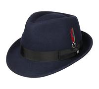 Stetson Trilby de Fieltro Elkader Mujer/Hombre - Sombrero Hombre Fedora con Banda Grosgrain Verano/Invierno Primavera Verano Otoño Invierno - M (56-57 cm) Azul