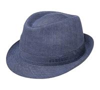 Stetson Trilby de Lino Geneva Mujer/Hombre - Made in Italy Sombrero Tela Verano Sol con Forro Primavera/Verano - 59 cm Azul