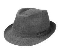 Stetson Trilby de Lino Geneva Mujer/Hombre - Made in Italy Sombrero Tela Verano Sol con Forro Primavera/Verano - 61 cm Gris