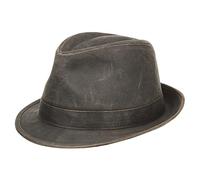 Stetson Trilby de Tela Odessa Hombre - Sombrero Oilskin Moda con Forro, Ribete, Ribete Invierno Otoño Primavera Verano Verano/Invierno - M (56-57 cm) marrón