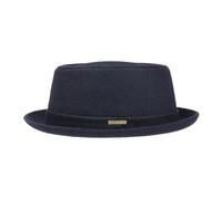 Stetson Wool Pork Pie Sombrero Hombre/Mujer - Sombrero de Fieltro Porkpie Made in Italy - Sombrero con Lana Virgen y Forro de algodón - Fedora Otoño/Invierno - Sombrero de Invierno Azul Oscuro 61 cm