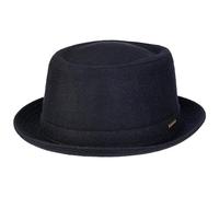 Stetson Wool Pork Pie Sombrero Hombre/Mujer - Sombrero de Fieltro Porkpie Made in Italy - Sombrero con Lana Virgen y Forro de algodón - Fedora Otoño/Invierno - Sombrero de Invierno Azul Oscuro 61 cm