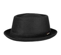 Stetson Wool Pork Pie Sombrero Hombre/Mujer - Sombrero de Fieltro Porkpie Made in Italy - Sombrero con Lana Virgen y Forro de algodón - Fedora Otoño/Invierno - Sombrero de Invierno Negro 55 cm
