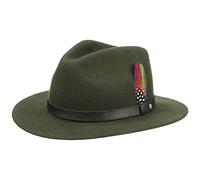 Stetson Yutan Sombrero de Fieltro Mujer/Hombre - con Fieltro de Lana de Asahi Guard - Impermeable y Resistente a Las Manchas - Sombrero de Exteriores Plegable - Verano/Invierno - Verde Oscuro L