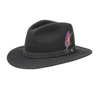 Stetson Yutan Sombrero de Fieltro Mujer/Hombre - con Fieltro de Lana de Asahi Guard - Impermeable y Resistente a Las Manchas - Sombrero de Exteriores Plegable - Verano/Invierno - Negro XL (60-61 cm)