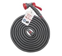 Steuber Manguera de jardín flexible Platinum Grey con 8 funciones de cabezal pulverizador, 16,5 m, sello TÜV Süd, con adaptador interior y exterior