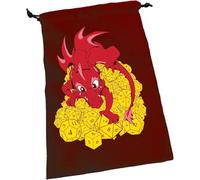 Steve Jackson Games | Dice Dragon Dice Bag Red | Large Drawstring Bag with Custom Dice | Includes 2 Custom 16mm d6 Dice | Holds Over 100 Dice | Perfect for Gamers and Collectors
