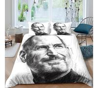 Steve Jobs para Dormitorio Funda De Edredón Funda Nórdica 3D Impresión iGod Microfibra Juego De Cama con Cremallera Y Funda De Almohada 3 Piezas Double（200x200cm）