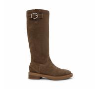 STEVE MADDEN Botas planas de piel de ante La Rue. Color marrón grisáceo