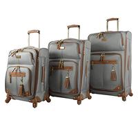 Steve Madden Designer Luggage Collection - 3 Piece Softside Expandable Lightweight Spinner Suitcase Set - Travel Set Includes 20 Inch Carry on, 24 Inch & 28-Inch Checked Suitcases (Harlo Gray)