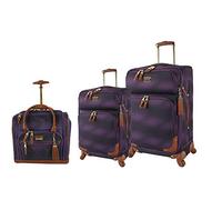 Steve Madden Designer Luggage Collection - Juego de 3 maletas giratorias expandibles y ligeras de lado suave - El juego de viaje incluye una bolsa debajo del asiento, equipaje de mano de 20 pulgadas y