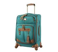 Steve Madden Designer Luggage Collection - Maleta ligera expandible de 24 pulgadas, bolsa de cuadros con 4 ruedas giratorias de tamaño mediano, verde azulado (Harlo Teal Blue), 24in, Equipaje con