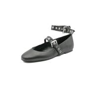 Steve Madden Macbeth Black Scarpe Donna Ballerina cinturino Pelle Borchie 38