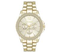 Steve Madden Reloj para Mujeres con Brazalete Acentuado de Cristal, Champán/Oro