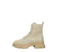 STEVE MADDEN - Tanker - Botas de Piel para Mujer - Color Beige - Talla 40 - Botas con Cordones y Cremallera Lateral - Tacón Grueso con Plataforma de 4 cm - Zapatos de Vestir para Mujer