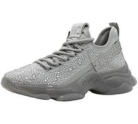 Steve Madden Women's Maxima Sneaker, Grey Rhinestone, 6 UK