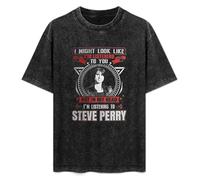 Steve Perry Men's T-Shirt Unisex Black Cotton Hip Hop Print tee Shirts L