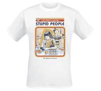 Steven Rhodes A Cure For Stupid People Hombre Camiseta Blanco L 100% algodón Vorne Bedruckt Regular