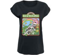 Steven Rhodes Learn About Recycling Mujer Camiseta Negro 4XL 100% algodón Vorne Bedruckt Regular