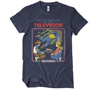 Steven Rhodes Licenciado Oficialmente Don't Sit Too Close To The Television Hombres Camiseta (Azul Marino), Large