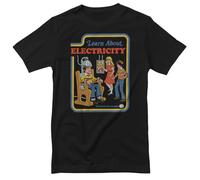 Steven Rhodes Licenciado Oficialmente Learn About Electricity Camiseta para Hombre (Negro), Large