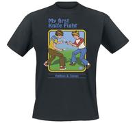 Steven Rhodes My First Knife Fight Hombre Camiseta Negro L 100% algodón Vorne Bedruckt Regular