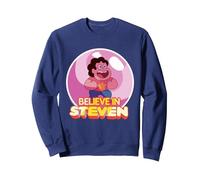 Steven Universe Believe in Steven Sudadera, Unisex para Adultos, Azul Marino, S