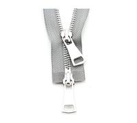 Stevenurr 1 Uds 70/90cm 5# Cremallera metálica Plateada Doble Deslizador Cremallera bidireccional para Abrigo Bolsillo Accesorios de Costura de Ropa, Gris, 90cm