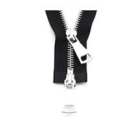 Stevenurr 1 Uds 70/90cm 5# Cremallera metálica Plateada Doble Deslizador Cremallera bidireccional para Abrigo Bolsillo Accesorios de Costura de Ropa, Negro, 90cm
