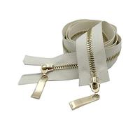 Stevenurr 1 Uds 80/100/120cm Cierre automático Cremallera de Metal Cremalleras Doradas de Doble Deslizador para Chaquetas Abrigo Bolso DIY Accesorios de Costura de Ropa, 80cm