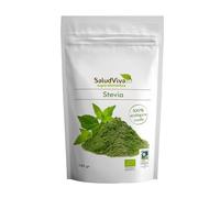 Stevia en polvo ecológica SaludViva 100 g | 100% hojas secas de stevia molidas | Endulzante natural sin calorías, vegano y sin gluten para bebidas y repostería