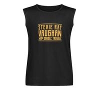 Stevie Ray Vaughan & Double Trouble Guitar Concert Tour Sleeveless T-Shirt Man's Fashion Cotton Black Vest Tank Clothes, Negro , S