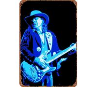 Stevie Ray Vaughn - Póster musical de 8 x 12 pulgadas, letrero de metal vintage para decoración del hogar, bar, pub, garaje, regalos