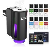Stewerom Ambientador de coche - Inteligente intensidad ajustable de 3 velocidades, humidificador recargable difusor de aceite esencial para coche - Viene con 8 botellas de perfume de 10 ml (negro)